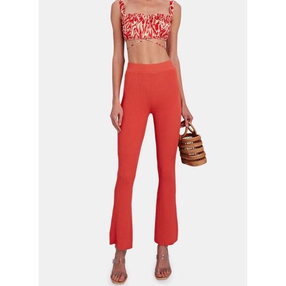 LE ORE RIMINI RIB KNIT FLARED PANTS NWOT SIZE XS - Picture 1 of 9